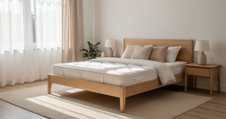 Matelas confortable dans une chambre lumineuse avec lumière naturelle