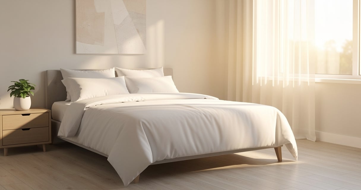 Chambre moderne avec un grand lit queen size 160x200 cm baigné de lumière naturelle